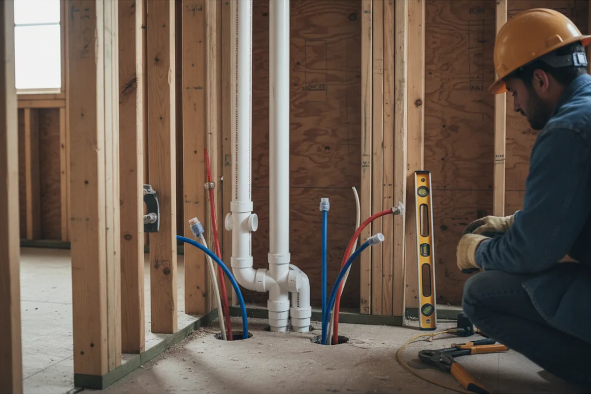 Drain and supply rough-in during Toilet Repair and Installation in Lakeville
